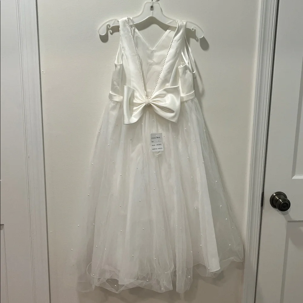 Flower Girl Dress| First Communion | Pearled Satin Dressl NWT - 7 - Picture 2 of 9